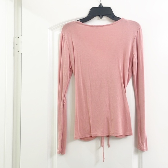 Ambiance pink cinch front long sleeve top - Picture 2 of 5